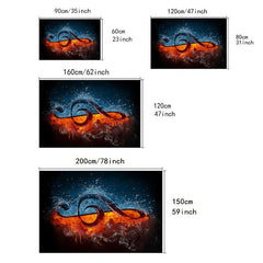 Painted Music Elements Water And Fire Note Carpet