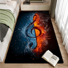 Painted Music Elements Water And Fire Note Carpet