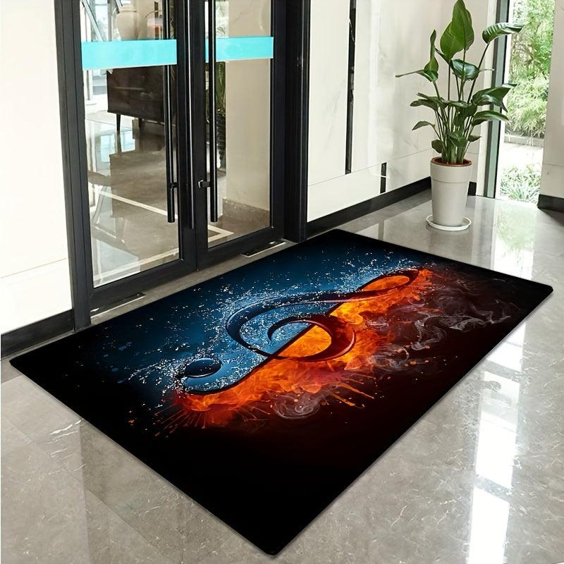 Painted Music Elements Water And Fire Note Carpet