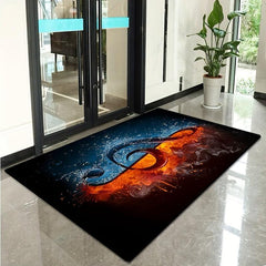 Painted Music Elements Water And Fire Note Carpet