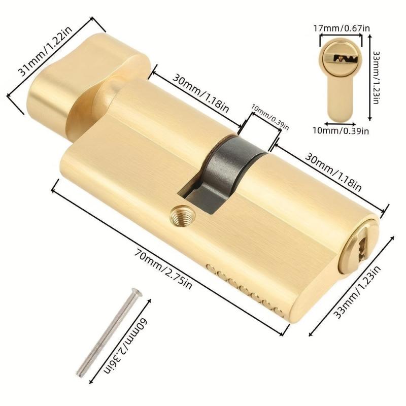 European Standard 70mm Large Cylinder Knob Lock with 3 Keys