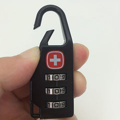 Portable Luggage Zipper Combination Lock Padlock Three Wheel Lock