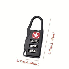 Portable Luggage Zipper Combination Lock Padlock Three Wheel Lock