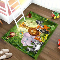 Cartoon Puzzle Play Zoo Carpet Decoration Crystal Velvet Mat
