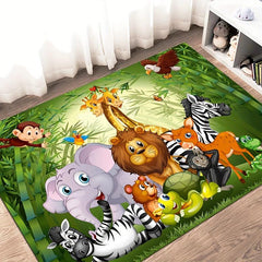 Cartoon Puzzle Play Zoo Carpet Decoration Crystal Velvet Mat