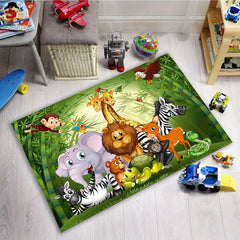 Cartoon Puzzle Play Zoo Carpet Decoration Crystal Velvet Mat