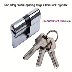 Large Zinc Alloy Lock Cylinder with 3 Keys - 60mm Double Opening