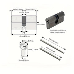 Large Zinc Alloy Lock Cylinder with 3 Keys - 60mm Double Opening
