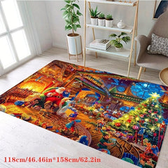Santa Claus Christmas Tree 3D Printing Modern Non-slip Area Carpet