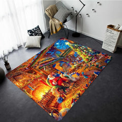 Santa Claus Christmas Tree 3D Printing Modern Non-slip Area Carpet