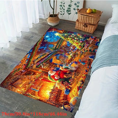 Santa Claus Christmas Tree 3D Printing Modern Non-slip Area Carpet