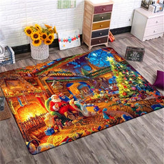 Santa Claus Christmas Tree 3D Printing Modern Non-slip Area Carpet