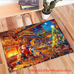 Santa Claus Christmas Tree 3D Printing Modern Non-slip Area Carpet