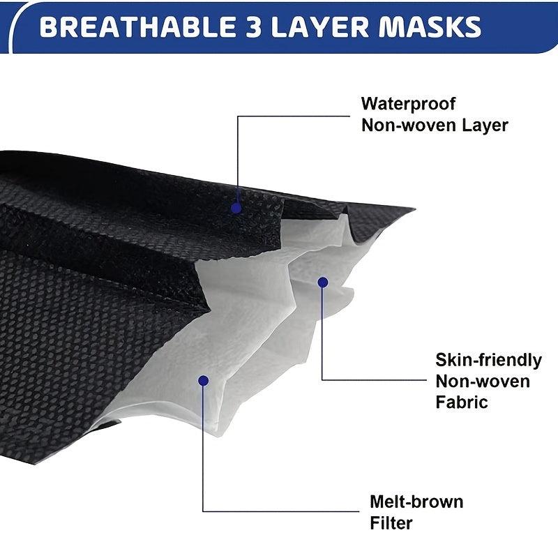100 Pack Disposable Face Masks 3 Ply Breathable Comfortable Nose Mouth Coverings