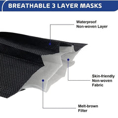 100 Pack Disposable Face Masks 3 Ply Breathable Comfortable Nose Mouth Coverings