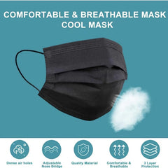 100 Pack Disposable Face Masks 3 Ply Breathable Comfortable Nose Mouth Coverings