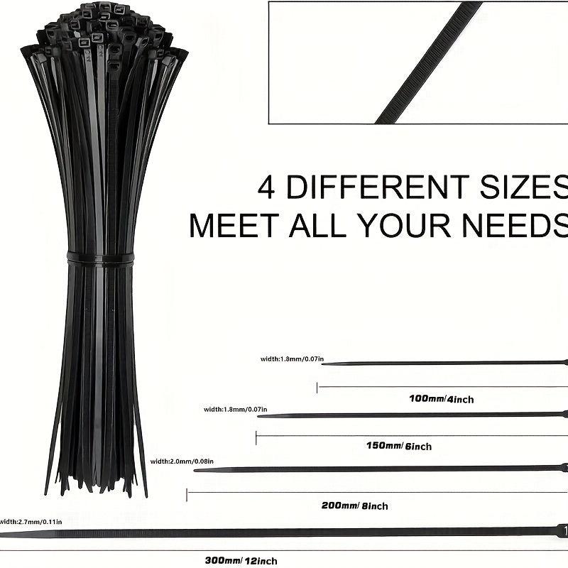 300pcs Cable Zip Ties Heavy Duty 4-12 Inch Self Locking Nylon Tie Wraps