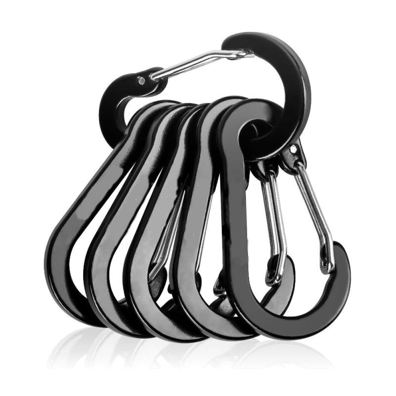 6pcs Steel Carabiner Clips for Outdoor Camping & Fishing