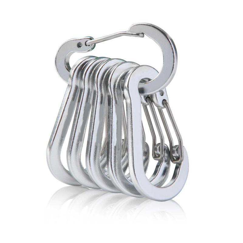 6pcs Steel Carabiner Clips for Outdoor Camping & Fishing