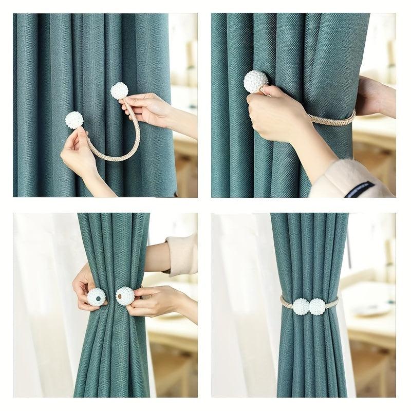Magnetic Pearl Curtain Clip Tie Back Buckle Ball Buckle Curtain Decor Accessory