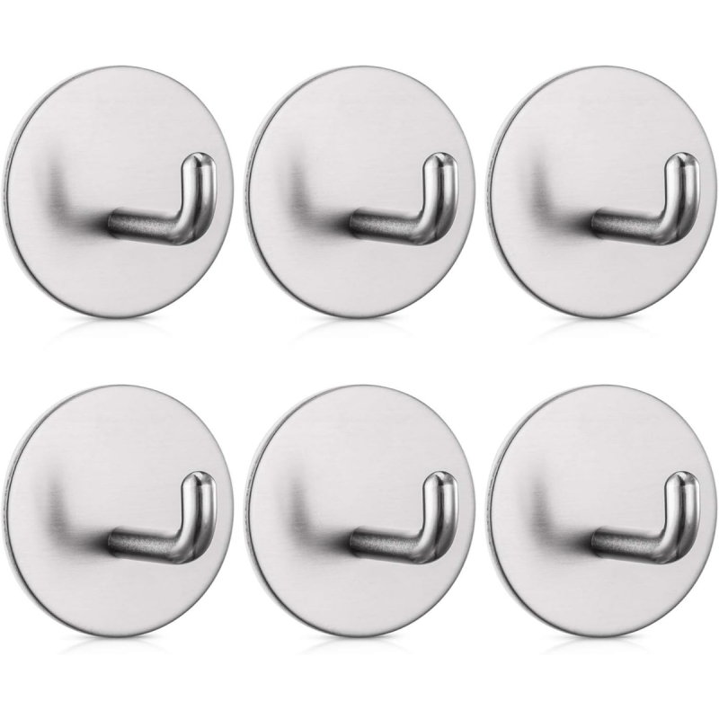 6pcs Strong Adhesive Hooks Towel Hooks Stainless Steel