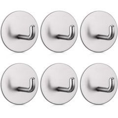 6pcs Strong Adhesive Hooks Towel Hooks Stainless Steel