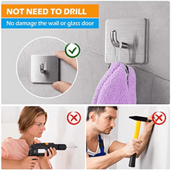 6pcs Strong Adhesive Hooks Towel Hooks Stainless Steel