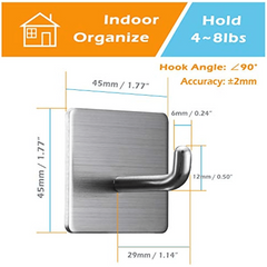 6pcs Strong Adhesive Hooks Towel Hooks Stainless Steel