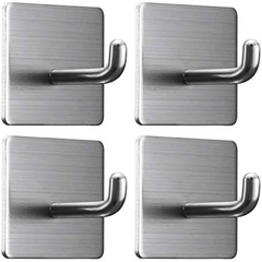6pcs Strong Adhesive Hooks Towel Hooks Stainless Steel