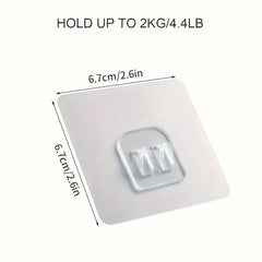 10pcs Self Adhesive Wall Hooks Clear Reusable Heavy Duty Hook