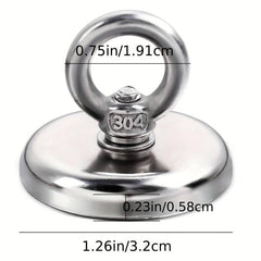 1pc Neodymium Magnet Hooks 1.25in with Countersunk Hole Eyebolt