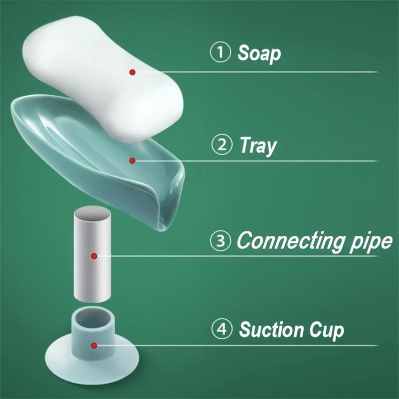 Leaf Shape Soap Box Holder Suction Cup Soap Dish Bathroom Organizers
