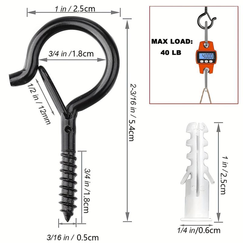 10pcs String Light Hooks with Safety Buckles for Hanging Patio Lights