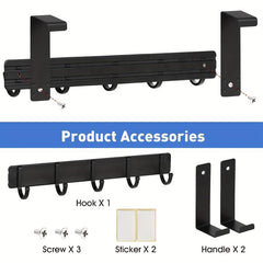 5-Hook Over-the-Door Hanger for Clothes Towels Coats Bags