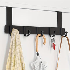 5-Hook Over-the-Door Hanger for Clothes Towels Coats Bags