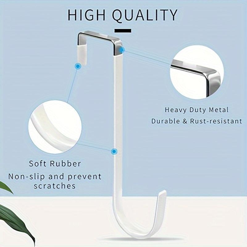 4 Upgraded Long Door Hooks With Rubber - Heavy Duty Storage Hooks