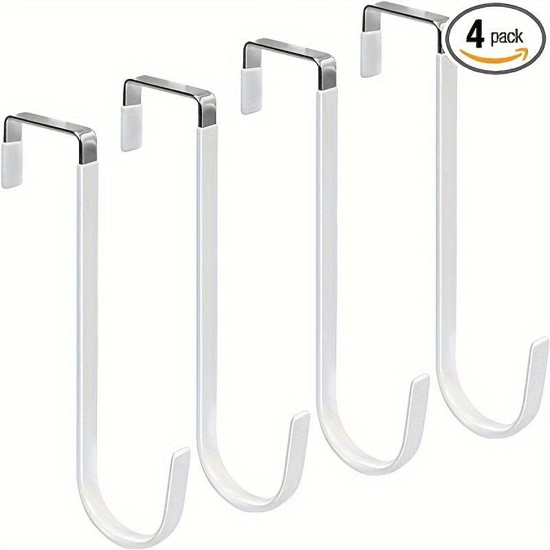 4 Upgraded Long Door Hooks With Rubber - Heavy Duty Storage Hooks