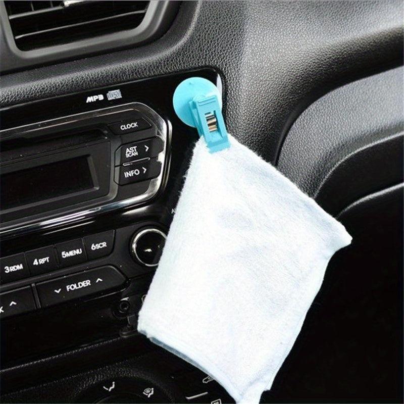 2pcs Towel Card Holder Clip for Car Ticket with Suction Cup Bracket