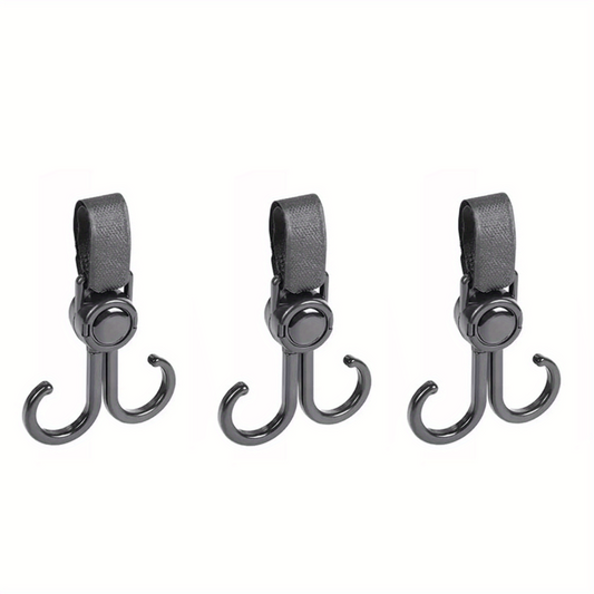 3pcs Stroller Hooks Mommy Hook 360 Degree Rotatable Pram Clips