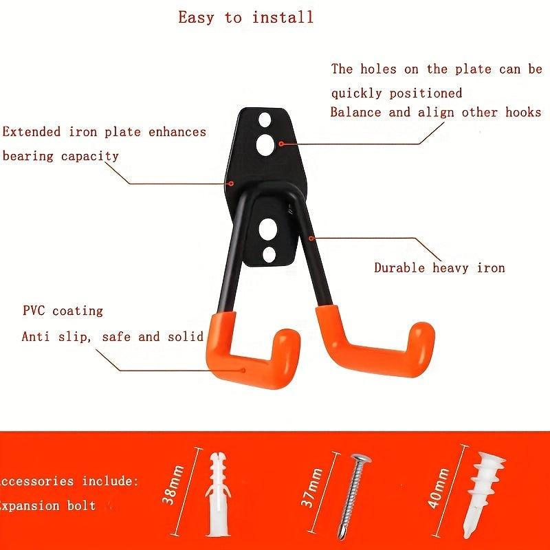 Garage Storage Utility Hooks Wall Mount Steel Hooks Pack Orange