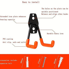 Garage Storage Utility Hooks Wall Mount Steel Hooks Pack Orange