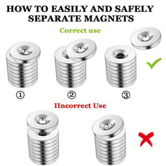 30pcs 10x3mm Neodymium Magnets w/ Holes 3mm - Heavy Duty Countersunk Magnets