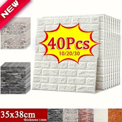3D Foam Brick Pattern Wallpaper Waterproof Wall Stickers for Bedroom Living Room
