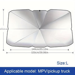 Foldable Car Sun Shade for UV Rays Protection - Front Windshield Visor Protector