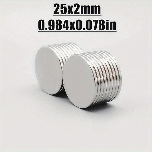 10pcs Round Neodymium Magnet 25x2mm Double Sided Adhesive Tape