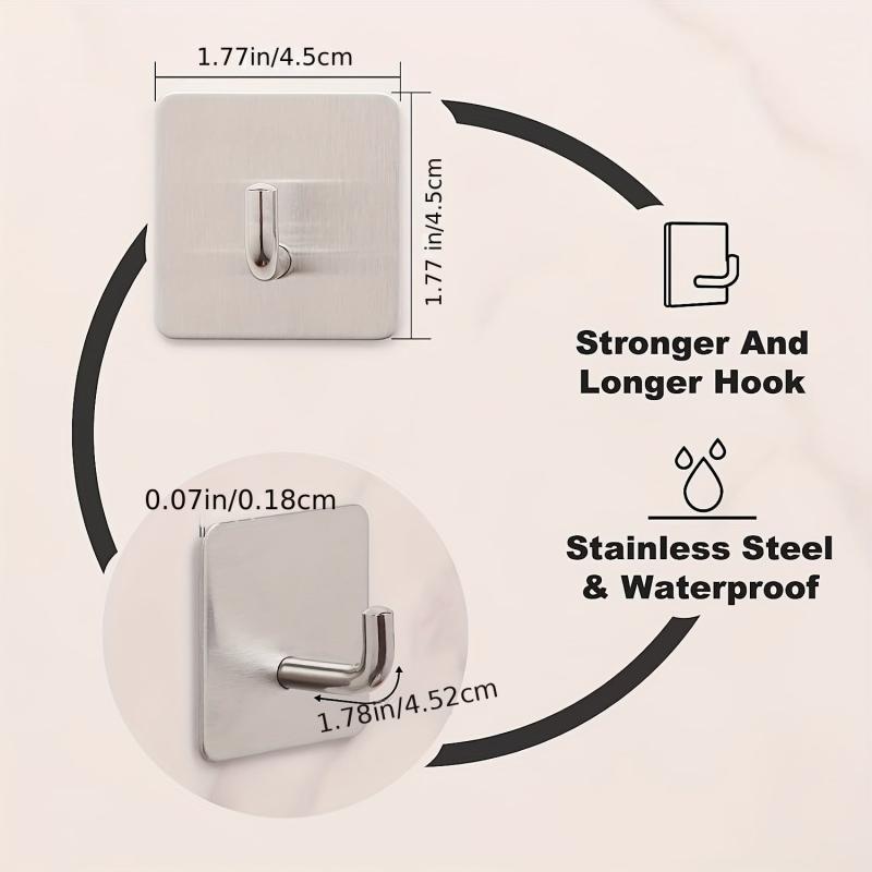 Stainless Steel Heavy Duty Adhesive Hooks for Towels