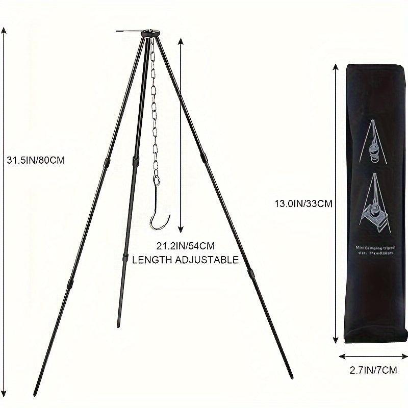 Camping Tripod for Cooking & Grilling, Adjustable Chain, Storage Bag