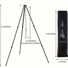 Camping Tripod for Cooking & Grilling, Adjustable Chain, Storage Bag