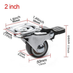 4pcs Soft Rubber Swivel Caster Roller Wheels for Trolleys & Furniture