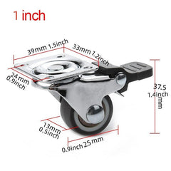 4pcs Soft Rubber Swivel Caster Roller Wheels for Trolleys & Furniture